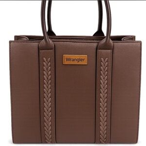Wrangler Chocolate Brown Braided-Trim Tote